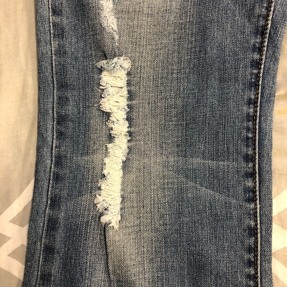 Light blue Women’s Jeans Urban Behavior stretch stone wash rips low cut slim fit - Picture 8 of 11